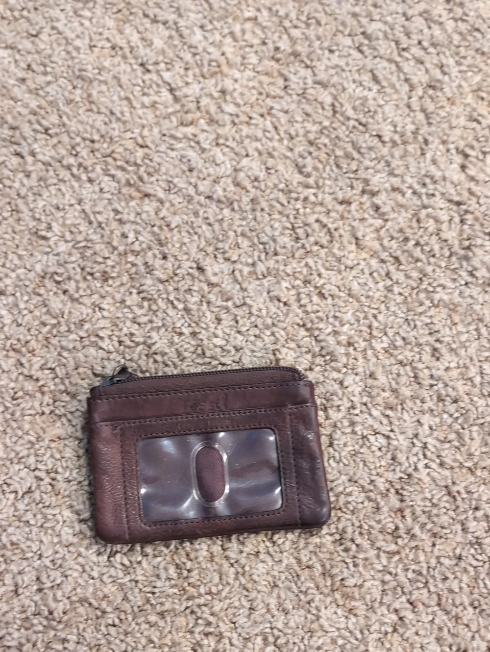 Men's Brown Leather Card Holder Wallet with ID Window